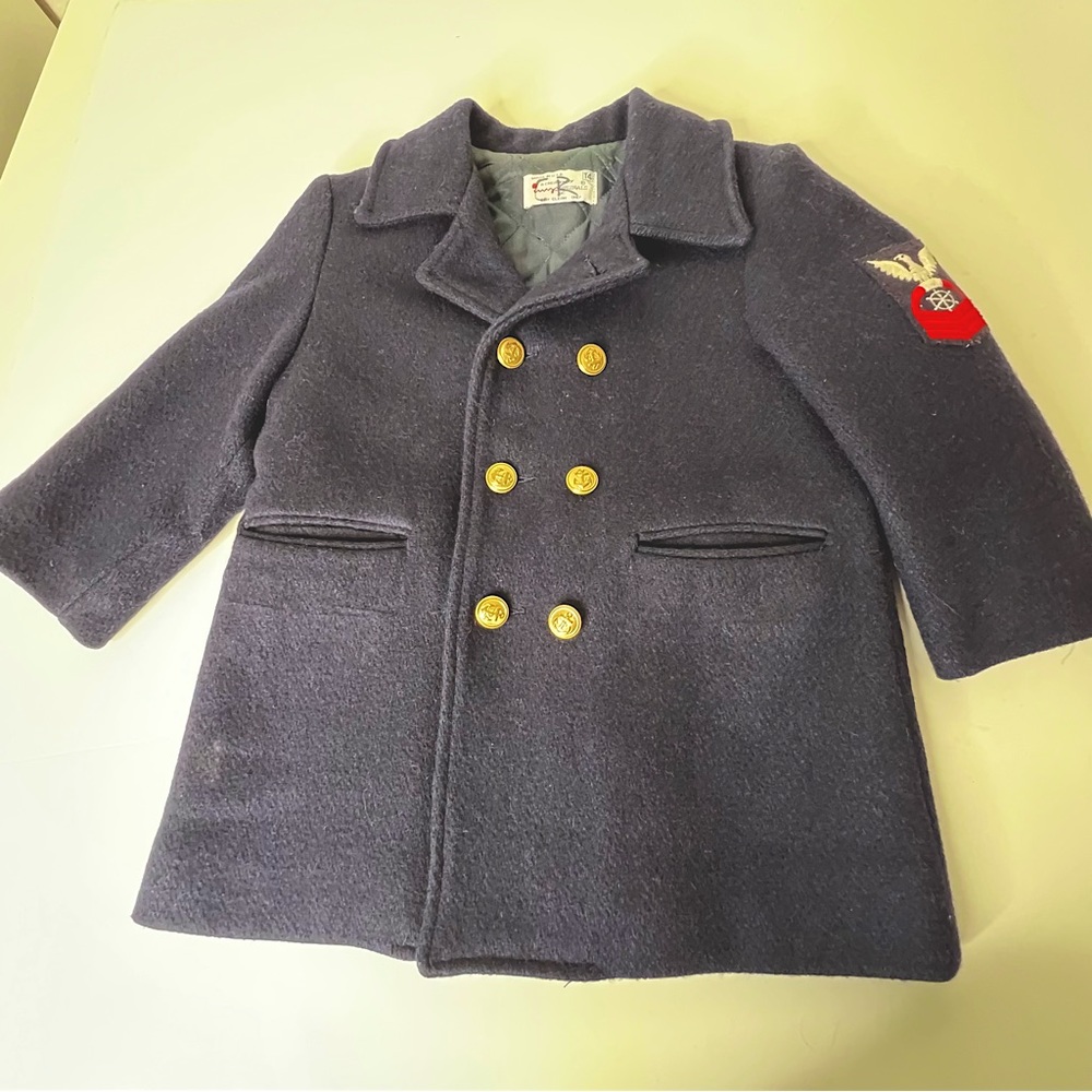 Vintage Navy blue boys wool pea coat size 4T